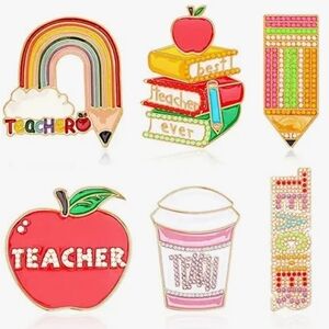 Teacher Appreciation Enamel Pin Set - Colorful School Icons
